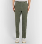 Officine Generale - Olive Paul Slim-Fit Herringbone Linen-Blend Suit Trousers - Men - Army green