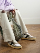 Rhude - Rhecess Colour-Block Distressed Suede-Timmed Leather High-Top Sneakers - White