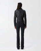 Pinko Short Zipped Nappa Leather Biker Jacket Limo Black