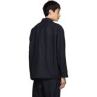 Issey Miyake Men Navy Moire Bomber Jacket