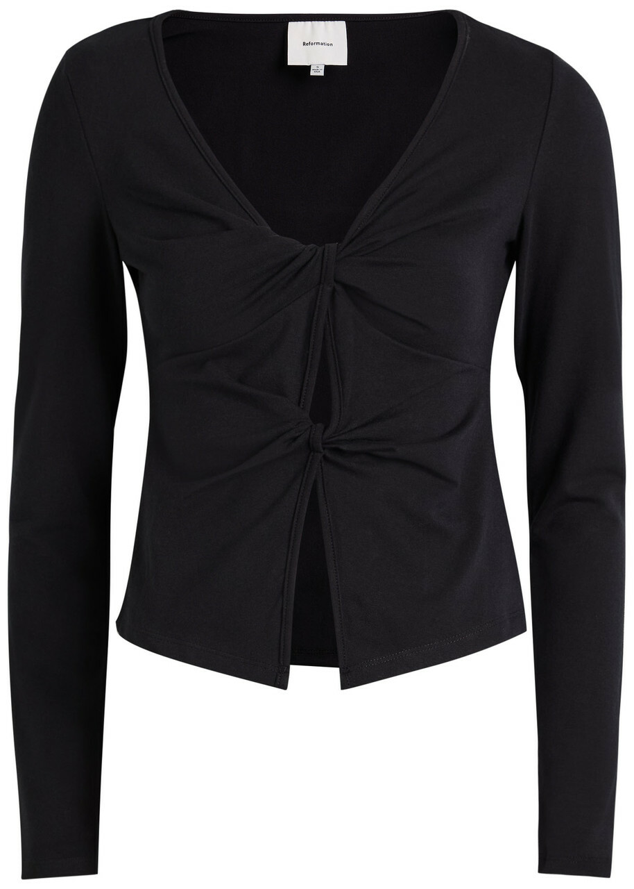 Reformation Silas Knotted Stretch-cotton top Black