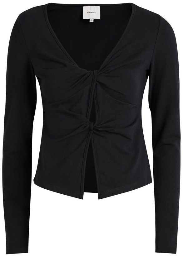 Photo: Reformation Silas Knotted Stretch-cotton top Black