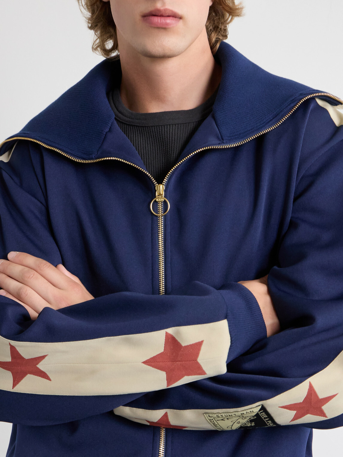 KAPITAL - Jersey Zip-Up Sweatshirt - Blue
