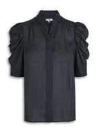 Frame The Gillian Polka-dot Silk-chiffon Blouse Navy