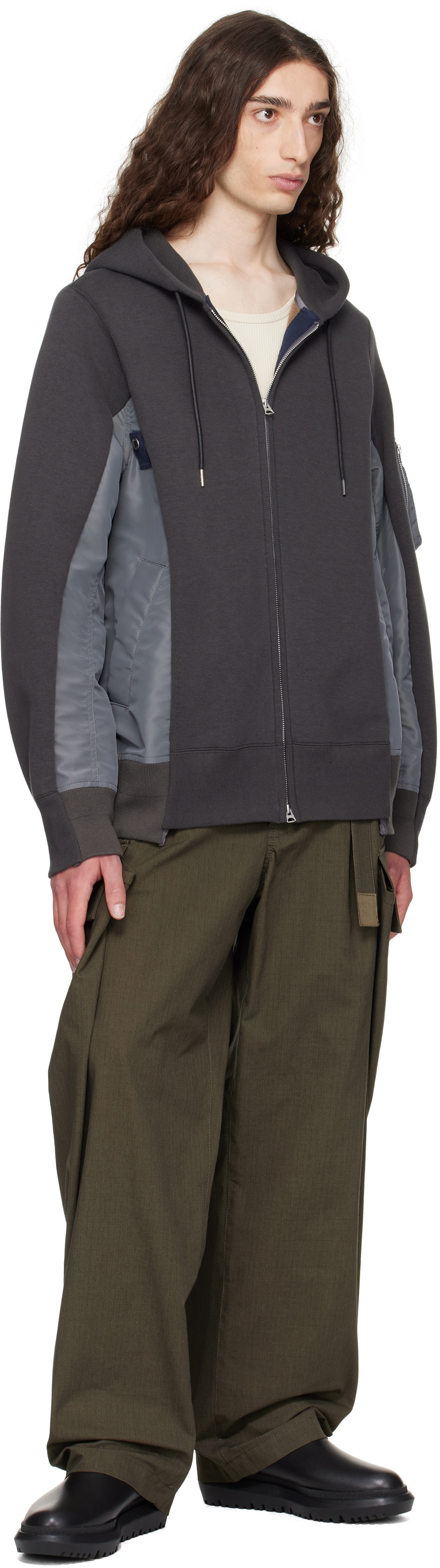 sacai Sacai Nylon Twill Sponge Sweat Blouson Taupe Sponge sacai Sacai Nylon Twill Sponge Sweat Blouson Taupe Sponge