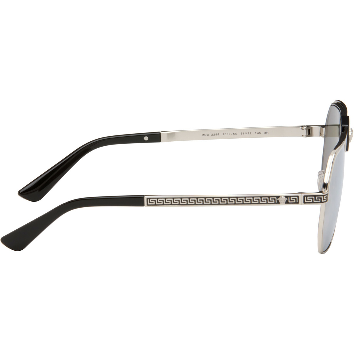 Versace Silver Greca Flow Navigator Sunglasses