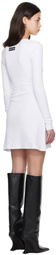 Marine Serre White Moon Logo Ribbed Jersey Minidress