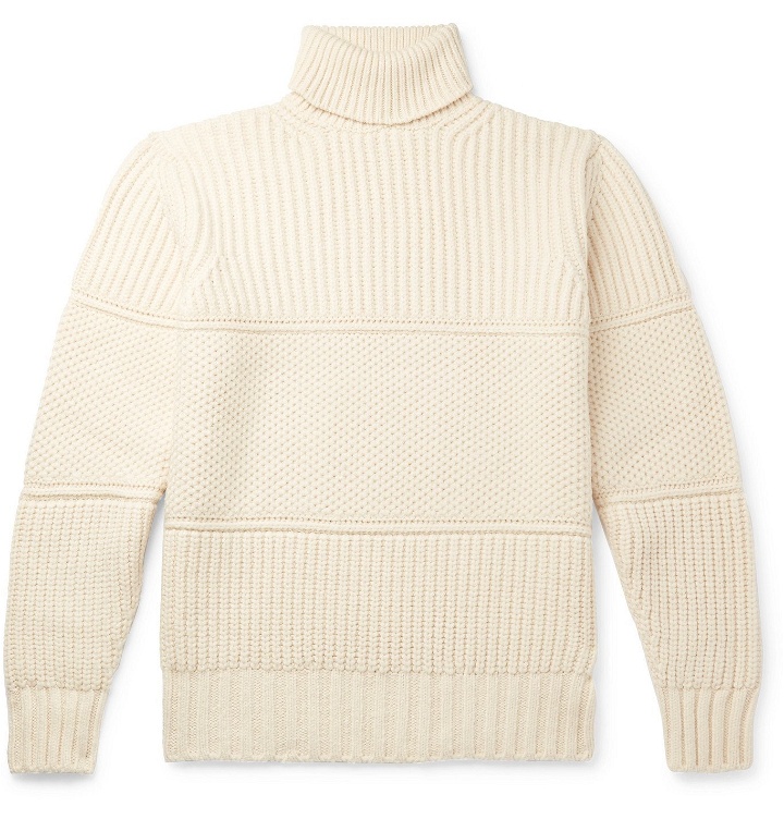 Photo: Officine Générale - Ribbed Virgin Wool-Blend Rollneck Sweater - Neutrals