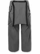 ACRONYM - P30AL-E Wide-Leg Belted Layered Encapsulated Nylon Cargo Trousers - Gray