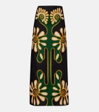 Cala de la Cruz Celina printed linen midi skirt