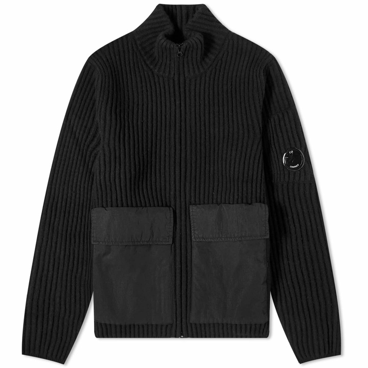 Photo: C.P. Company Men's Lambswool Mixed Zip in Black