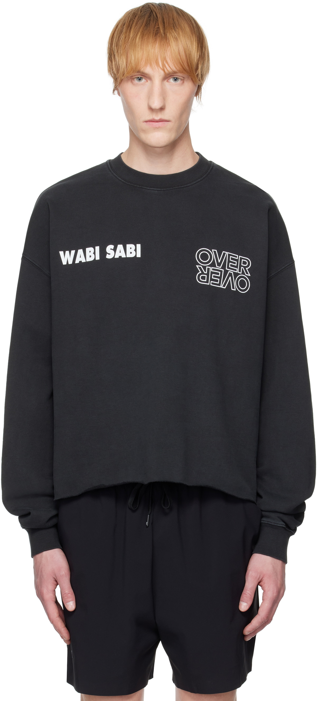 OVER OVER Gray Boxy Crop Crew Sweatshirt