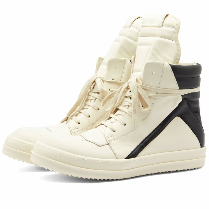 Photo: Rick Owens Men's Geobasket Sneakers in Milk/Black/Milk