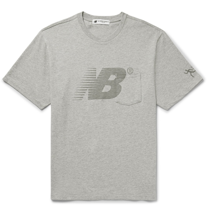 Photo: New Balance - Engineered Garments Logo-Print Mélange Cotton-Jersey T-Shirt - Gray