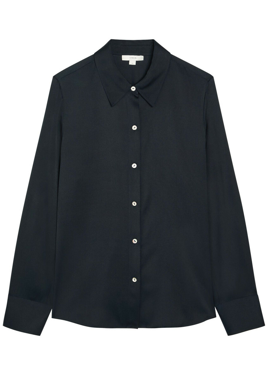 Vince Silk-blend Shirt Navy