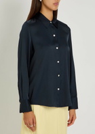 Vince Silk-blend Shirt Navy