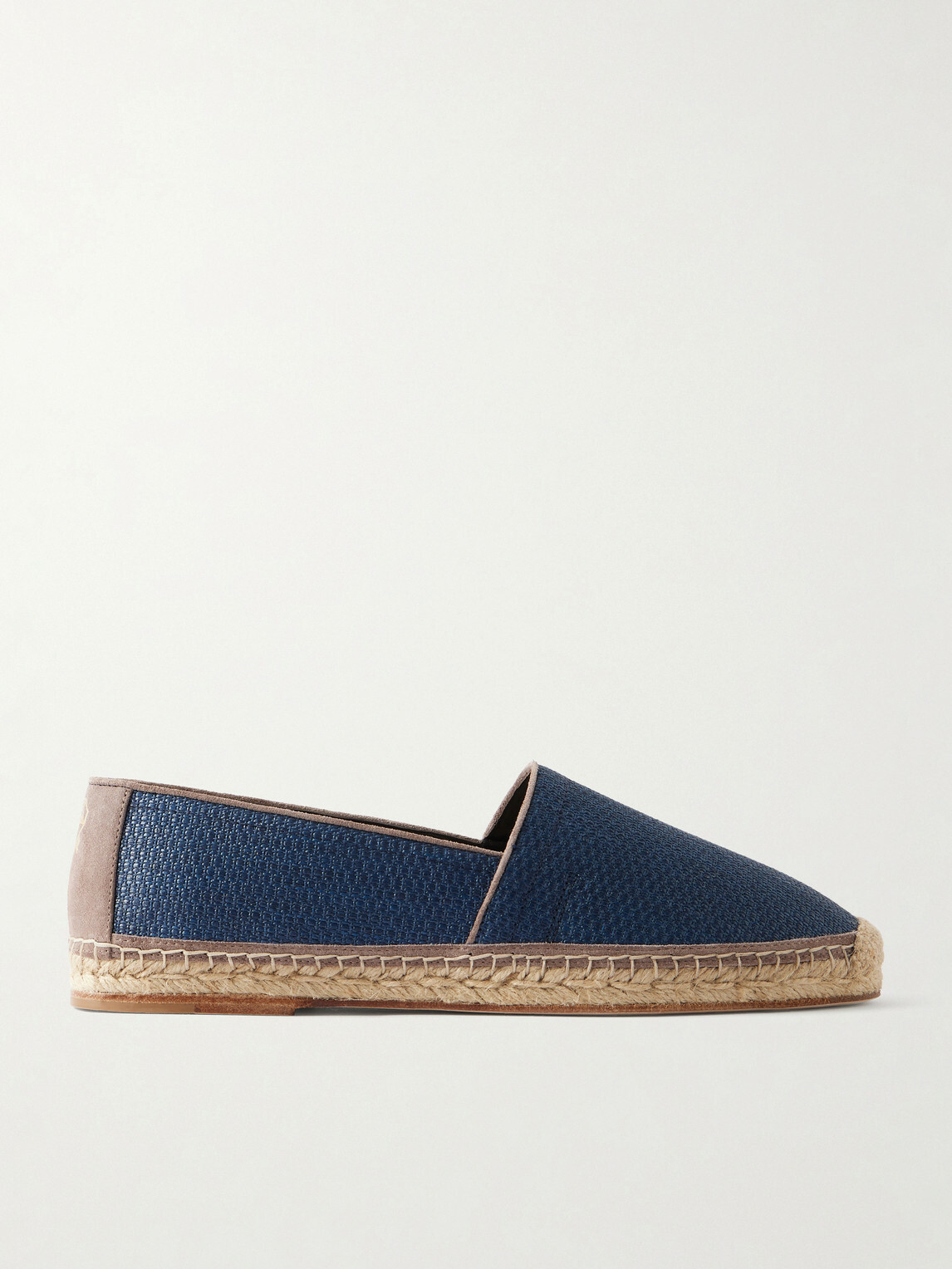 Brunello Cucinelli - Suede-Trimmed Raffia Espadrilles - Blue