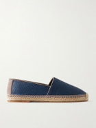 Brunello Cucinelli - Suede-Trimmed Raffia Espadrilles - Blue