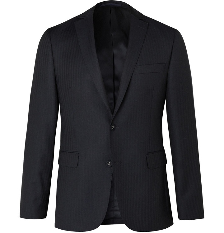 Photo: Officine Generale - Slim-Fit Herringbone Wool Suit Jacket - Blue