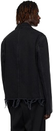 Lanvin Black Frayed Denim Jacket