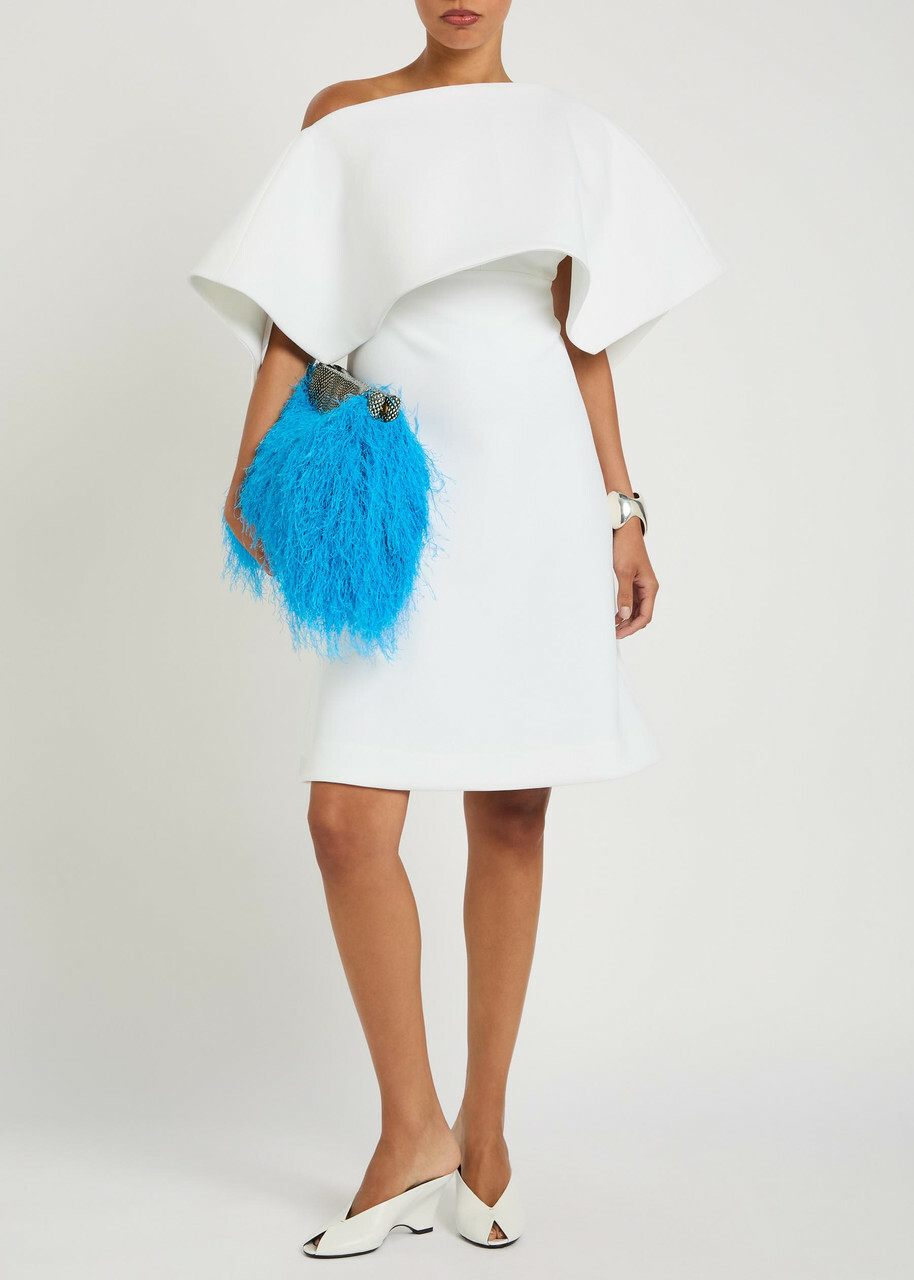A.W.A.K.E Mode Cape-effect Crepe Mini Dress White
