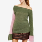 Daniëlle Cathari Women's x Woolrich Asymmetric Knit Top in Thyme Green/Pink