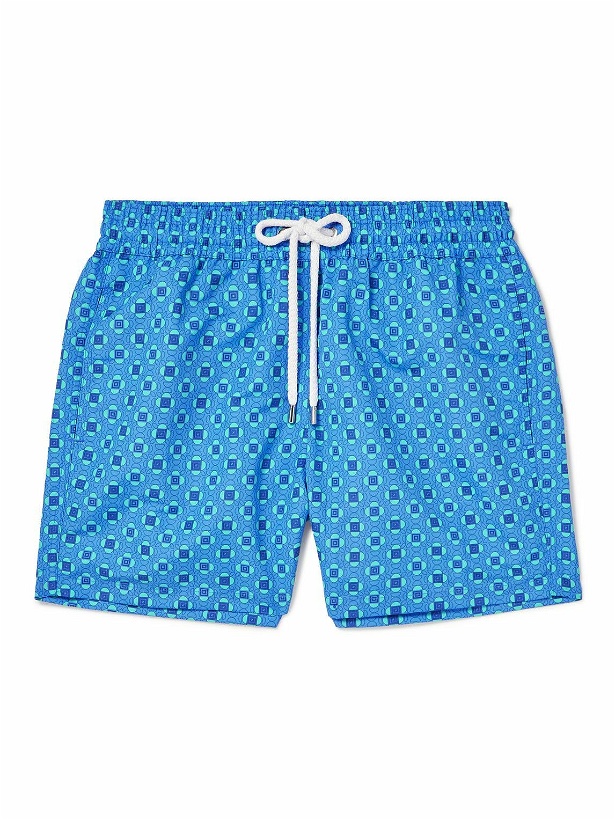 Photo: Frescobol Carioca - Straight-Leg Short-Length Printed Swim Shorts - Blue