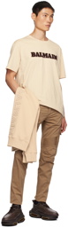 Balmain Beige Retro Flocked T-Shirt