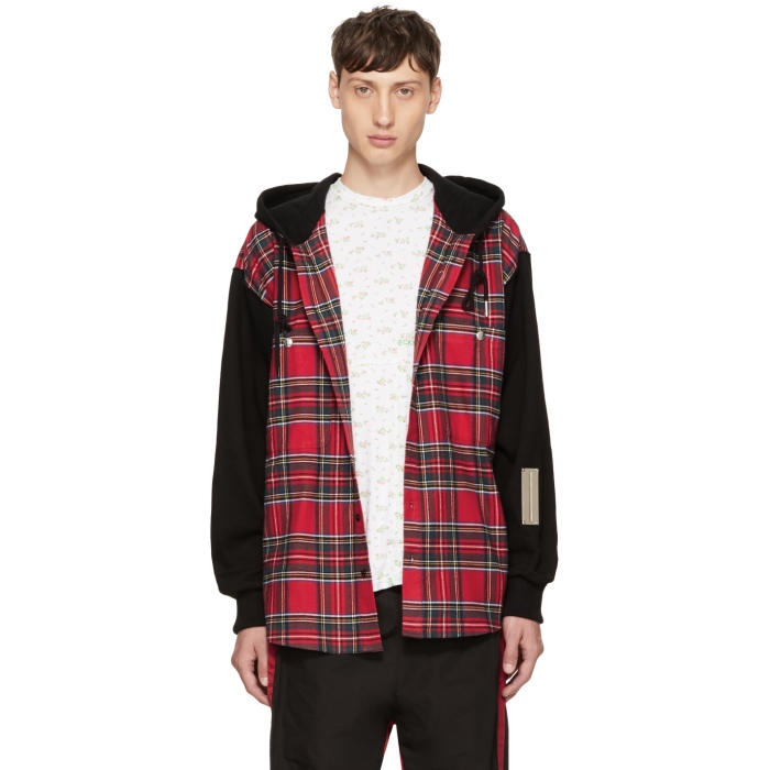 Photo: 99% IS Red and Black Check Hoodie 