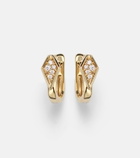 Stone and Strand Knife Edge Kite 14kt gold huggie earrings with diamonds