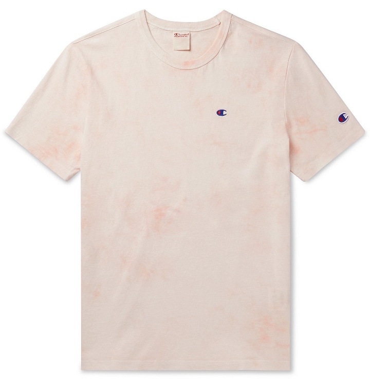 Photo: Champion - Logo-Embroidered Tie-Dyed Cotton-Jersey T-Shirt - Pink
