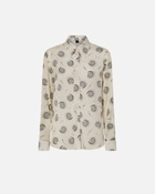 Pinko Swirl Print Twill Shirt Cream/Black