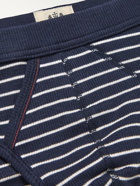 Hemen Biarritz - Etor Striped Ribbed Stretch-Organic Cotton Briefs - Blue