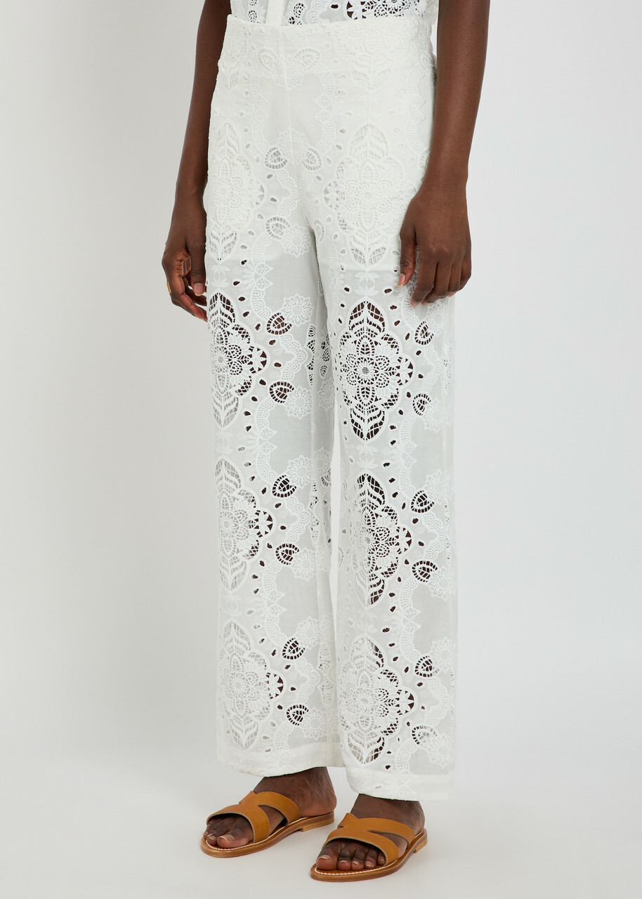 Borgo DE Nor Joshua Lace and Embroidered Trousers White