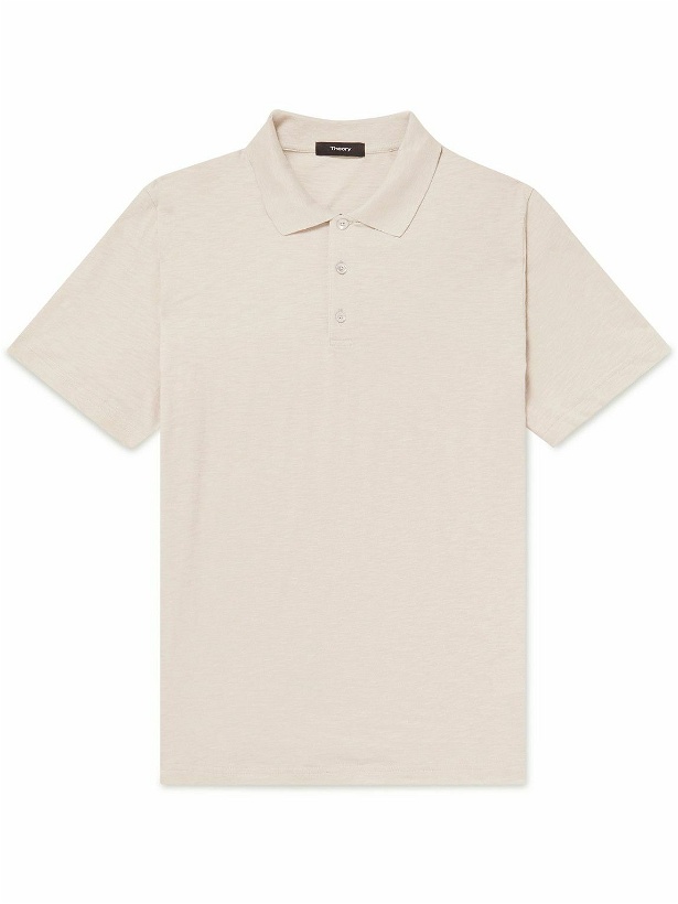 Photo: Theory - Bron Slubbed Cotton-Jersey Polo Shirt - Neutrals