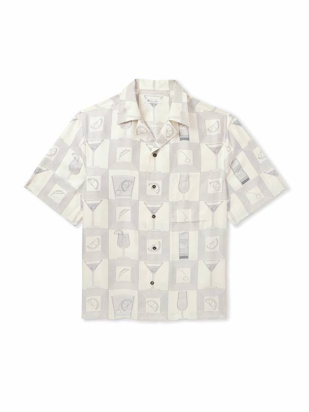 Photo: Loro Piana - Aperitivo Federico Camp-Collar Printed Silk-Twill Shirt - Neutrals