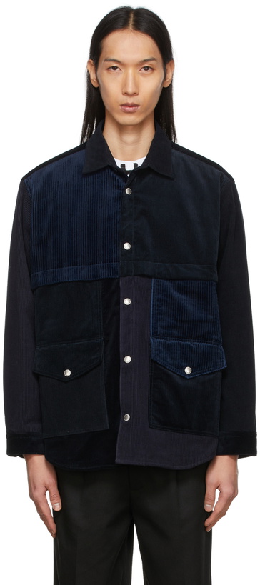 Photo: Comme des Garçons Homme Navy Corduroy Mix Shirt