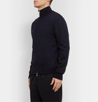 Mr P. - Merino Wool Zip-Up Cardigan - Blue