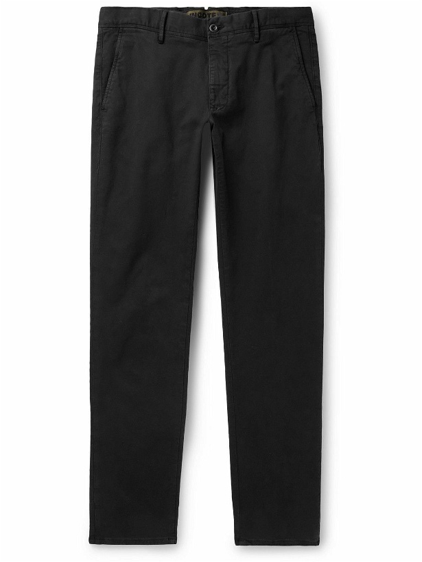 Photo: Incotex - Slim-Fit Tapered Stretch-Cotton Trousers - Black
