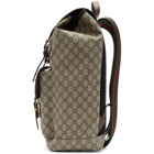 Gucci Beige and Brown GG Supreme Flap Backpack