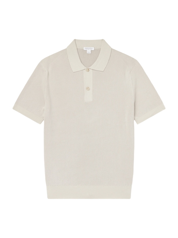 Photo: Sunspel - Ribbed Cotton Polo-Shirt - Neutrals