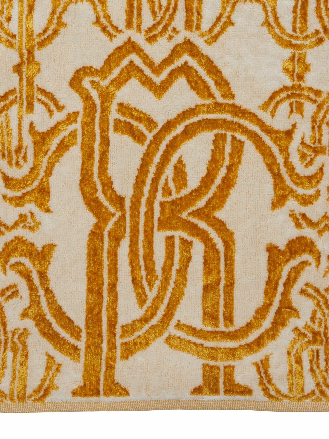 ROBERTO CAVALLI Logo Gold Cotton Blend Towel