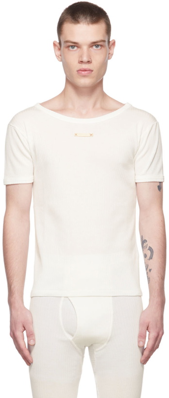Photo: Maison Margiela Off-White Rib Cotton T-Shirt