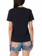 MC2 Saint Barth Woman Black Cotton Jersey Crewneck T-shirt Emilie With Sono Nera Embroidery
