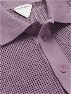 BOTTEGA VENETA - Slim-Fit Mesh Polo Shirt - Purple