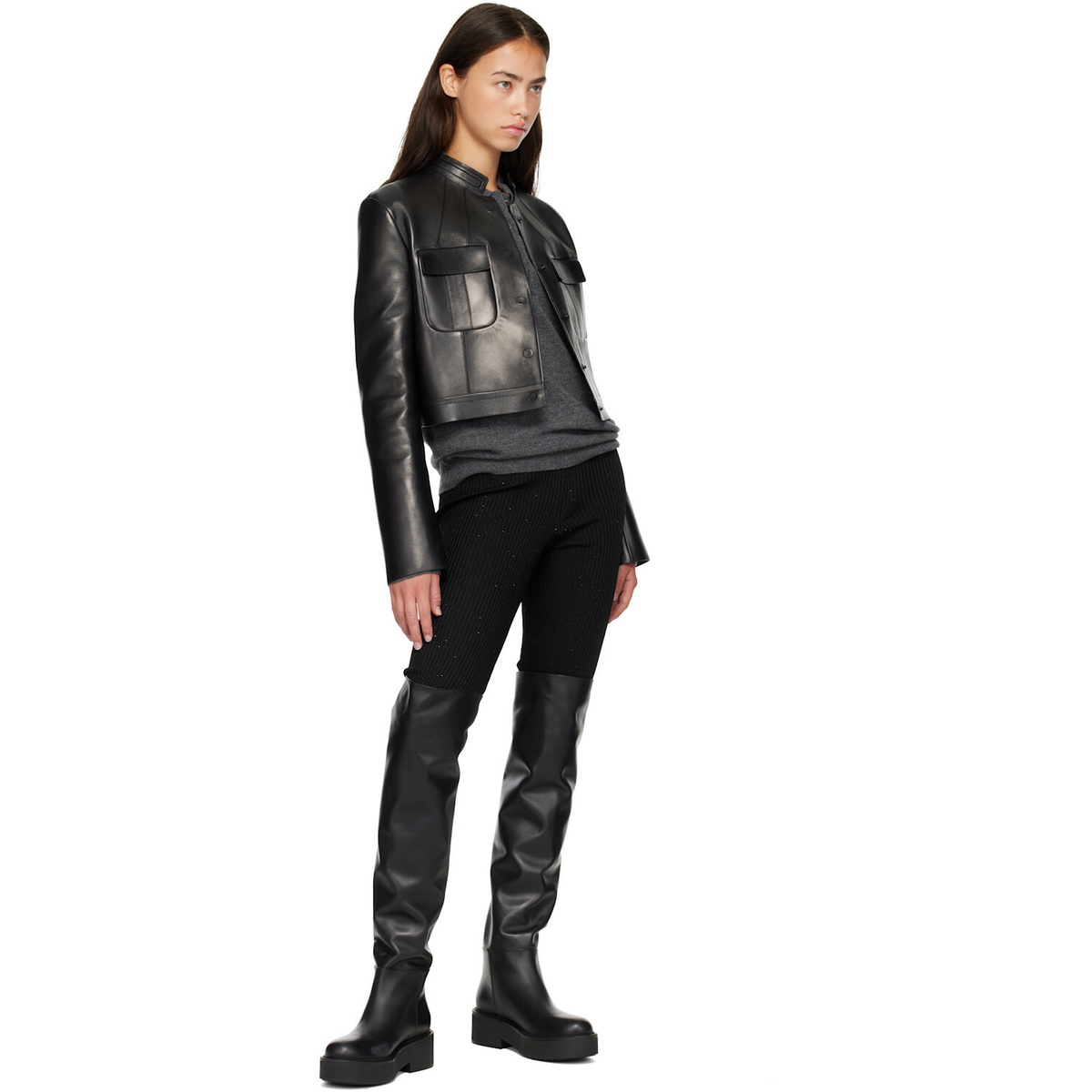 Gianvito Rossi Black Vitello Glove Tall Boots