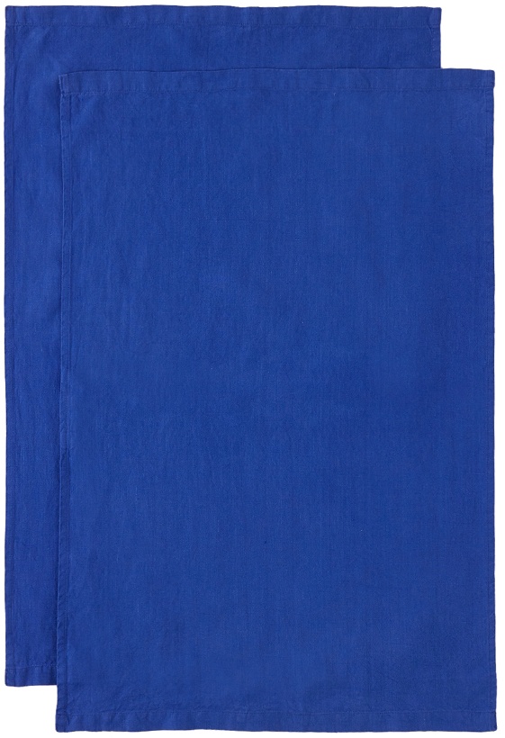 Photo: Tekla Two-Pack Blue Linen Glass Towel
