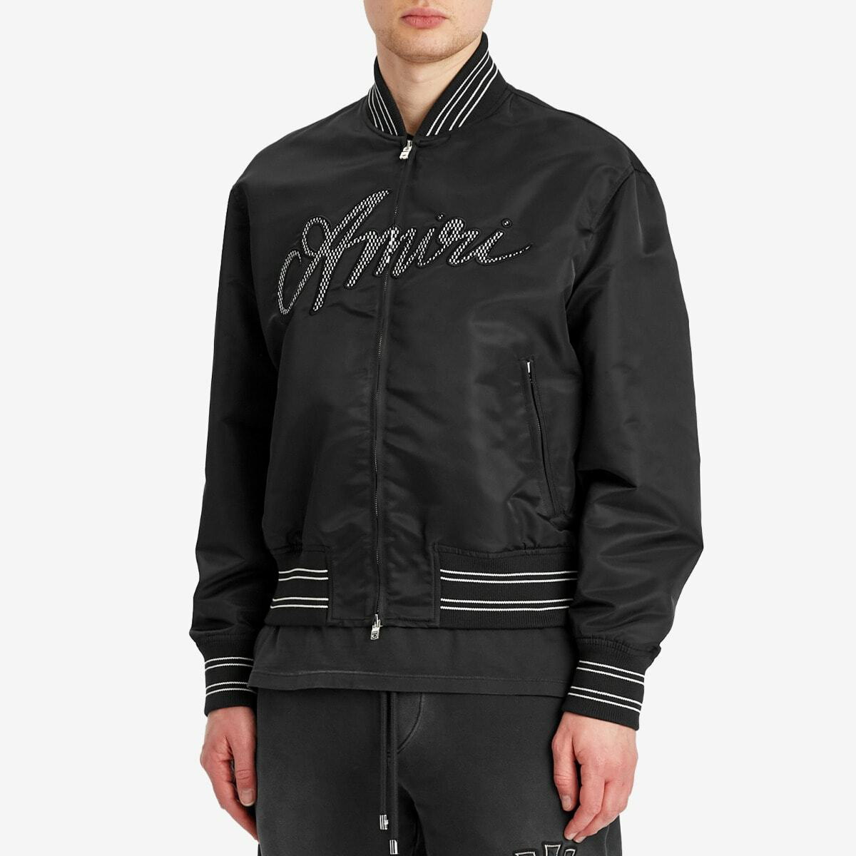 ジャケット AMIRI JACKET (AWOUVY1006 BLACK) AMIRI Men's Script Bomber Jacket in Black Amiri