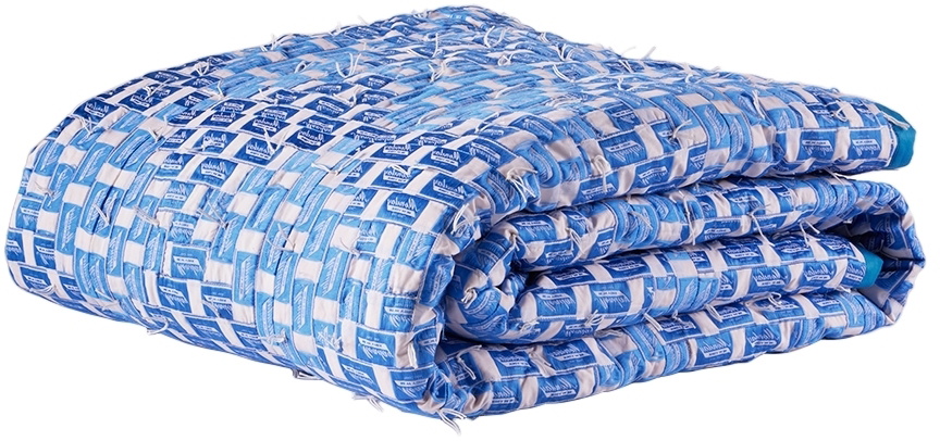 Bode Blue & Off-White Monday Label Quilt