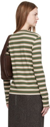 AURALEE Brown & Green Gradient Stripe Jersey L/S T-shirt